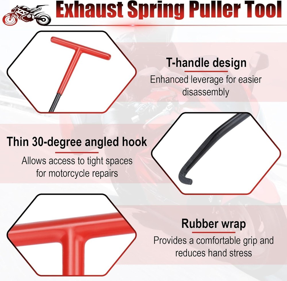 Lightweight and Durable Exhaust Spring Puller Tool - 2 PCS Motorcycle Accessory