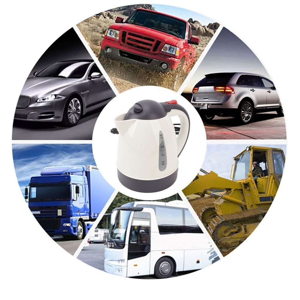 Portable Car Electric Kettle 1000ml Road Trip Travel Cigarette Lighter Car Truck