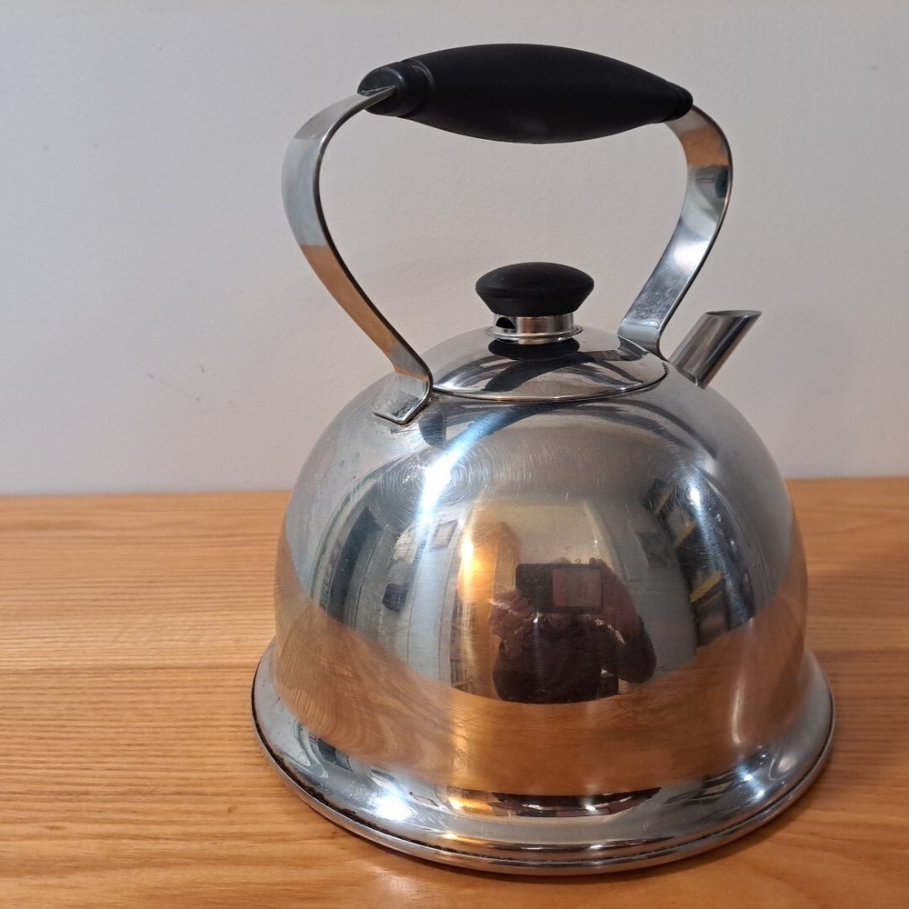 Farberware Stainless Steel Tea Kettle Silver 2 Quart Black Handles