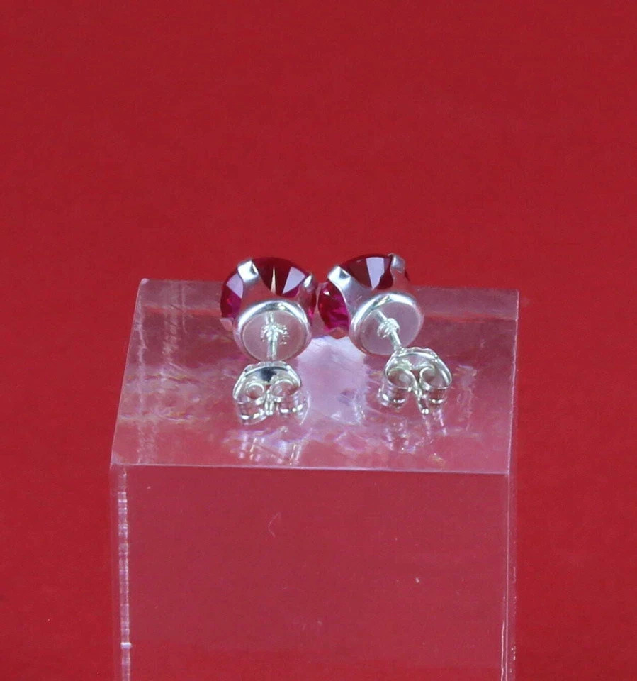 Solid .925 Sterling Silver Round Shaped Stud Earrings Cubic Zirconia