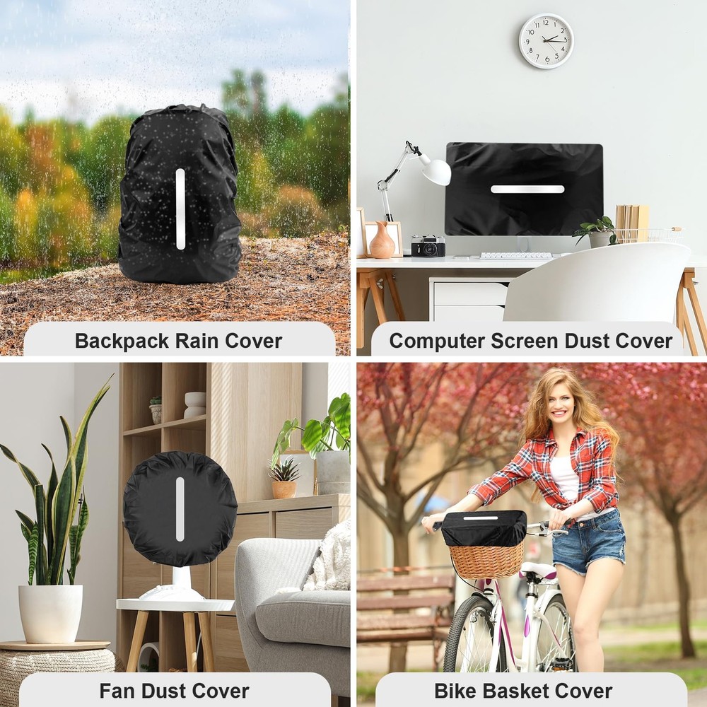 Backpack Rain Cover 2pcs, Waterproof Protector 30L-40L Black