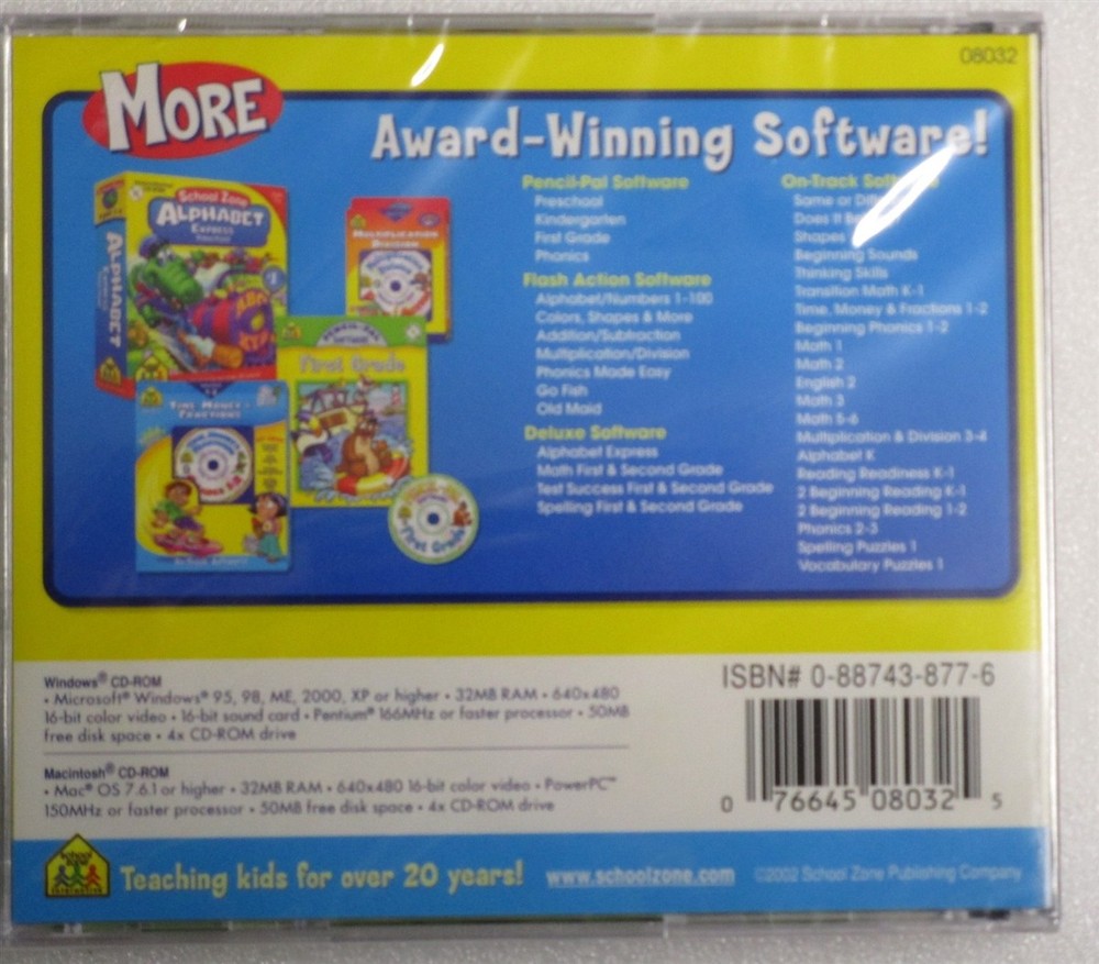 Software PC School Zone Math 2 Ages 6-7 On Track Software NEW SEALED Jewel