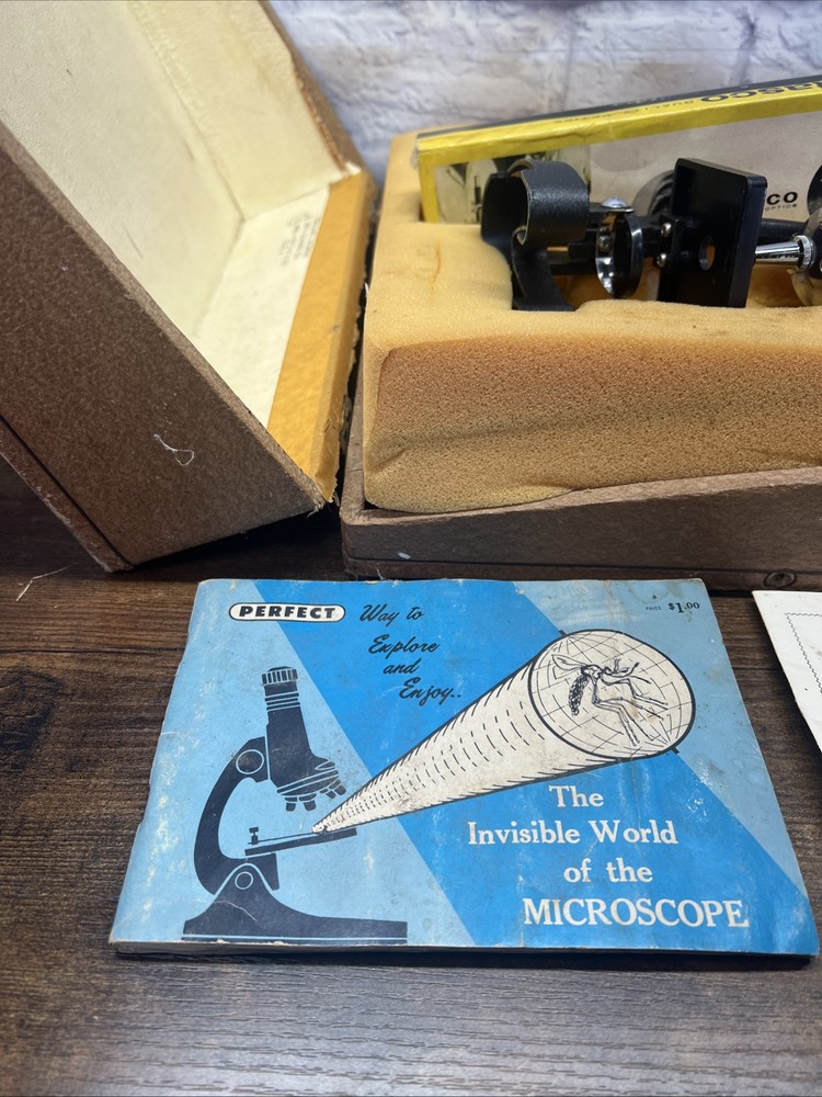 Vintage Creative Science Student School Microscope With Hard Philco Case Tasco