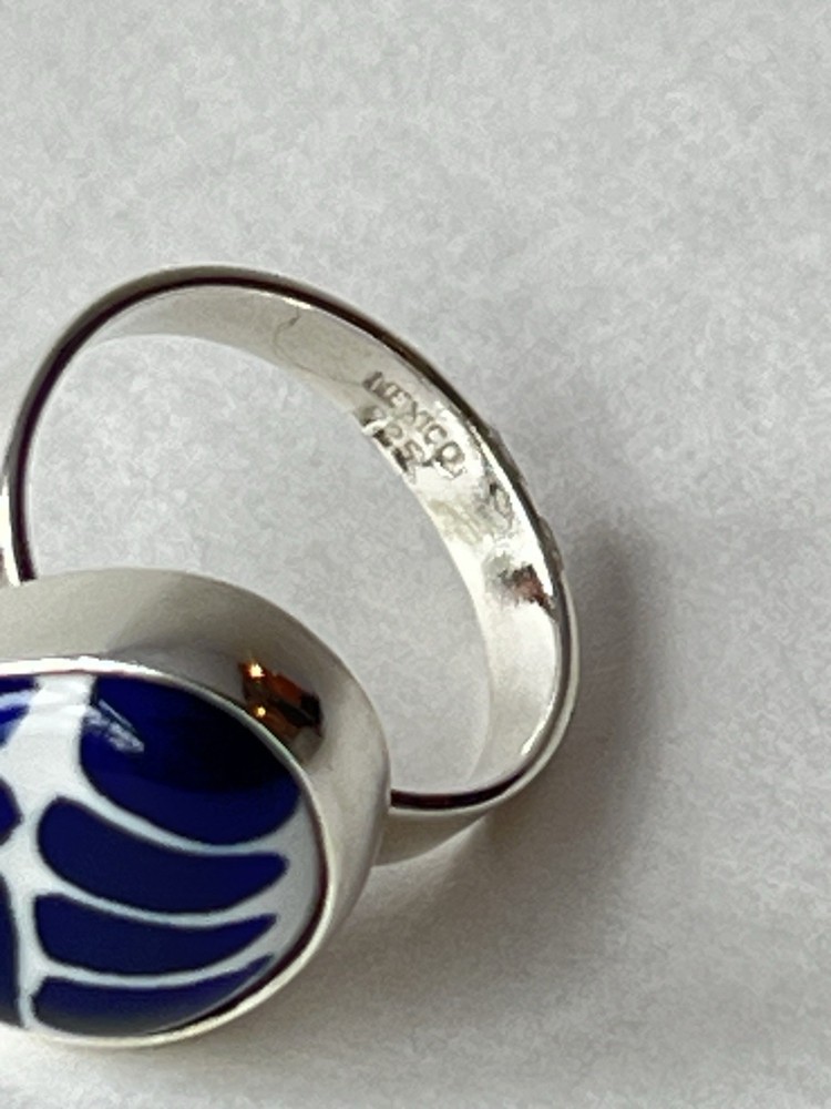 Talavera Design Ring 925 Sterling Silver Artisan Handmade