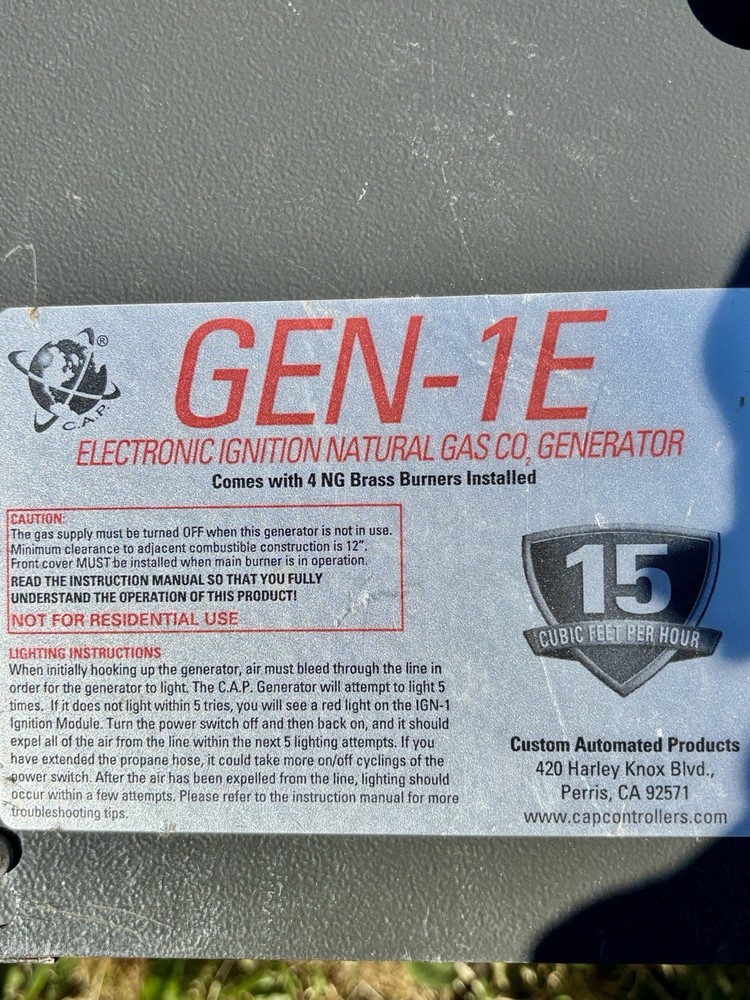GEN-1E ELECTRONIC IGNITION NATURAL GAS CO, GENERATOR