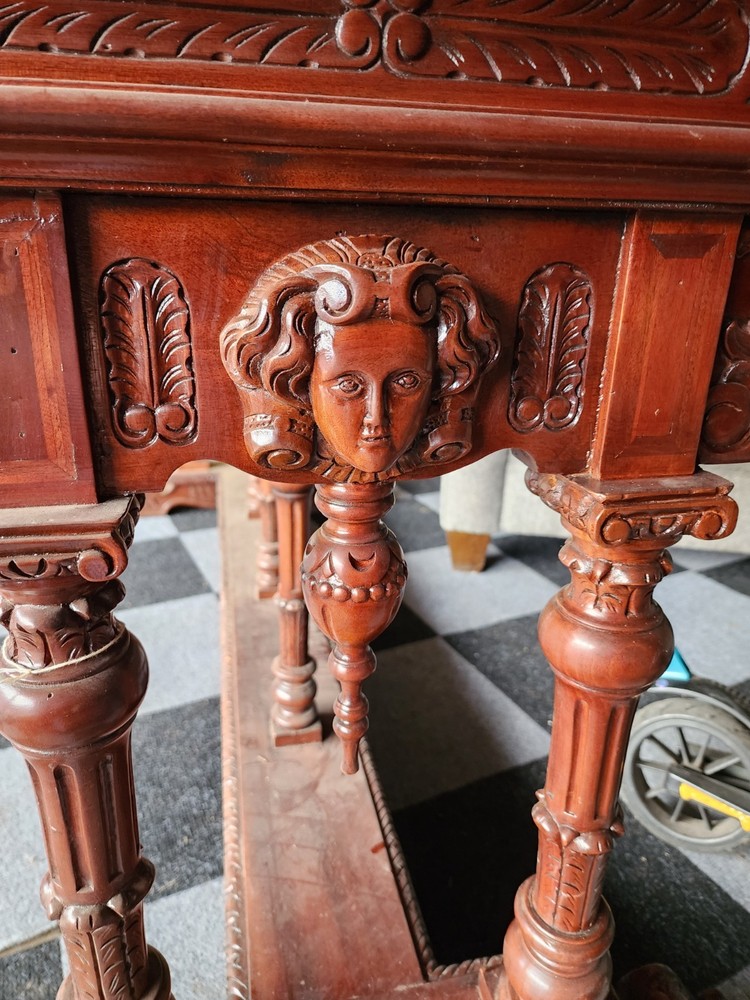 French Renaissance Writing Desk Table w/ Cherubs
