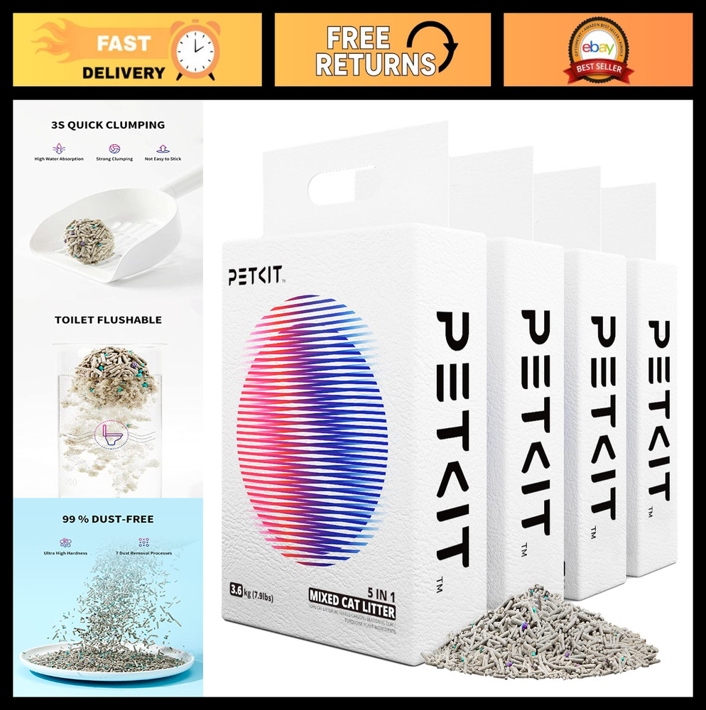 Fast Clumping Cat Litter - Flushable, Ultra Absorbent, Dust-Free, Low Tracking,