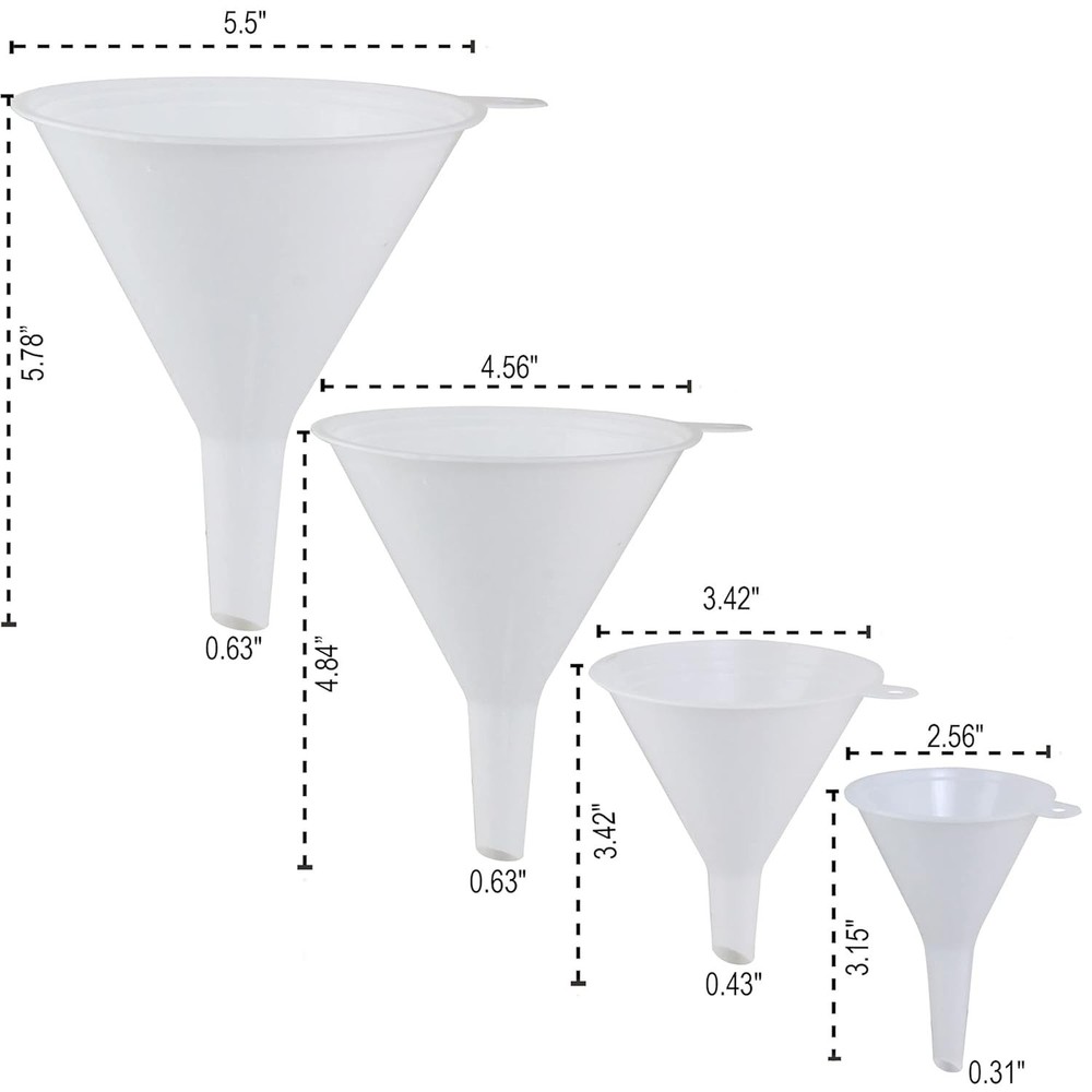 Durable Multi-Purpose Plastic Funnels - Ideal for Automotive or Kitchen Projects