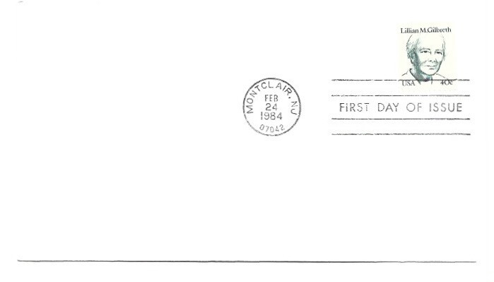 1868 40c Lillian Gilbreth, uncacheted FDC