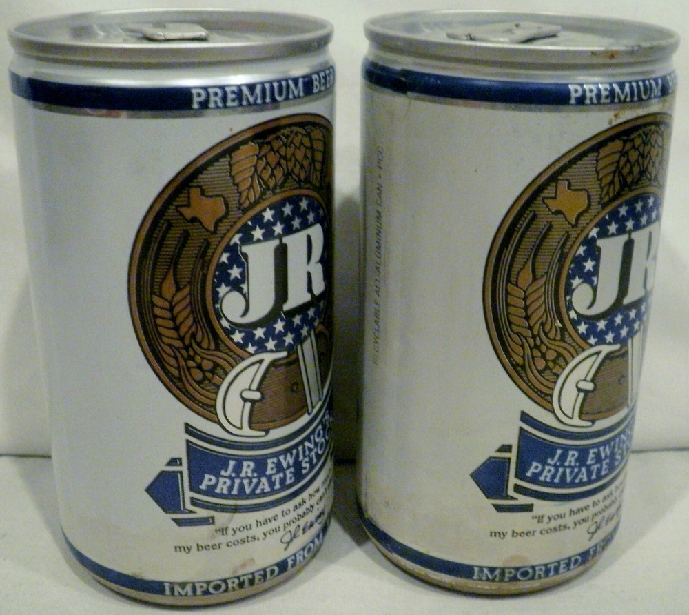 2 J R Ewing Private Stock Premium Beer Cans 12oz EMPTY
