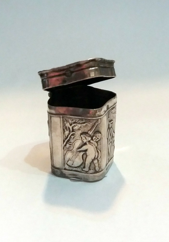 Antique Dutch Silver Box with a Cuboid Shape.