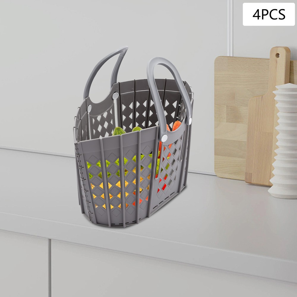 4PC Freestand Foldable Laundry Basket W/Self-adhesive Hook For Wash Laundry Room