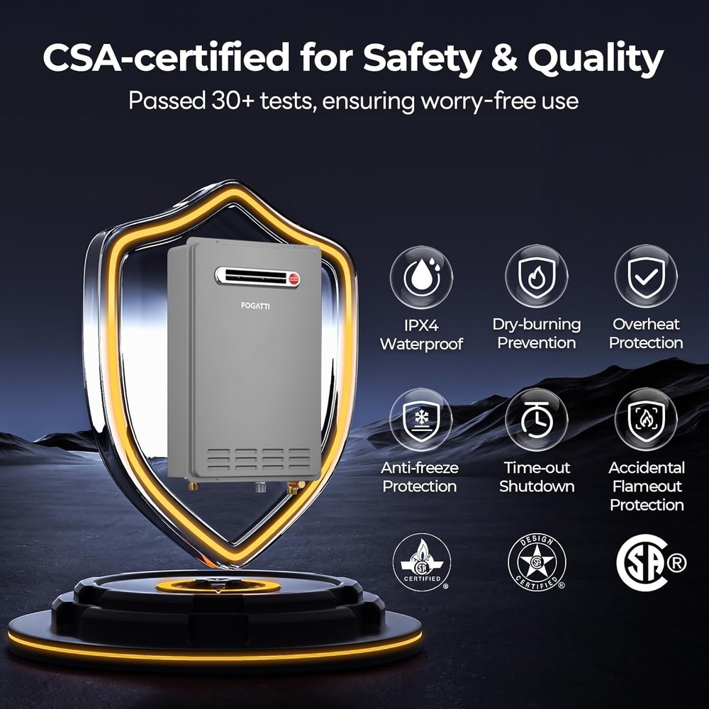 26L 8.1GPM Tankless Water Heater 180,000 BTU/h Propane Gas Outdoor Performance