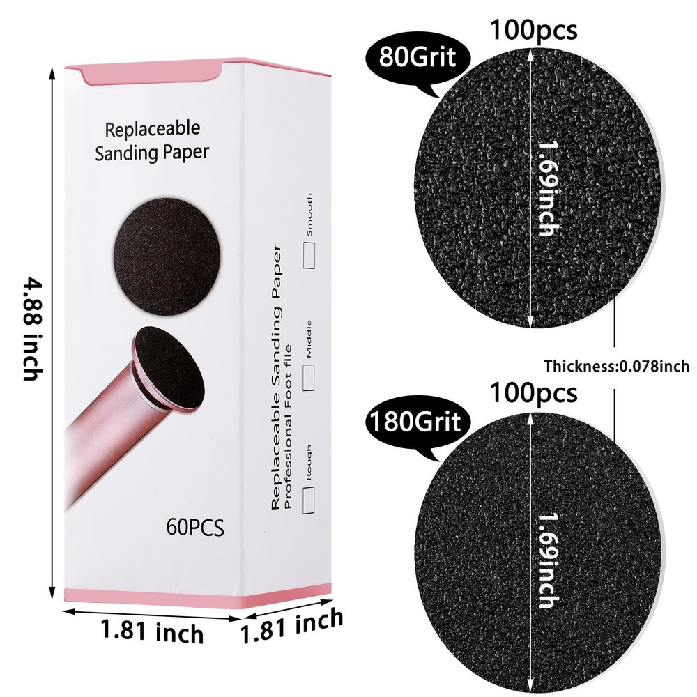 Maitys 120 Pcs Replaceable Sandpaper Discs Tip 2 Toe 80 Grit, 180 black