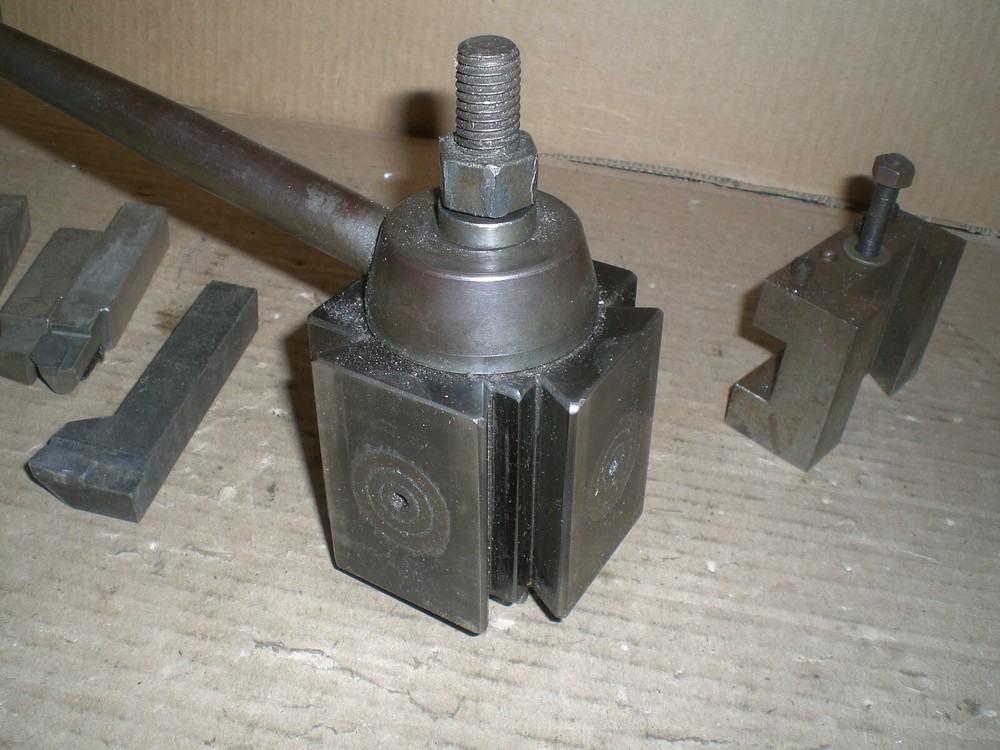 Genuine Aloris CX tool post with 1 tool holder 7 cutting bits