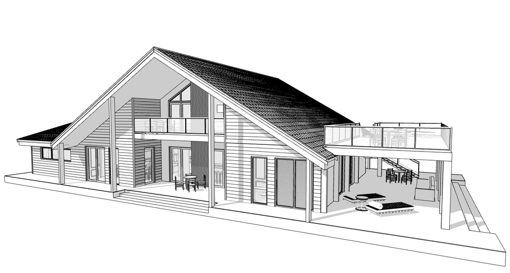 100’x54’ 4-Beds 4-Baths Charming A-Frame Architectural Build Plans PDF Download