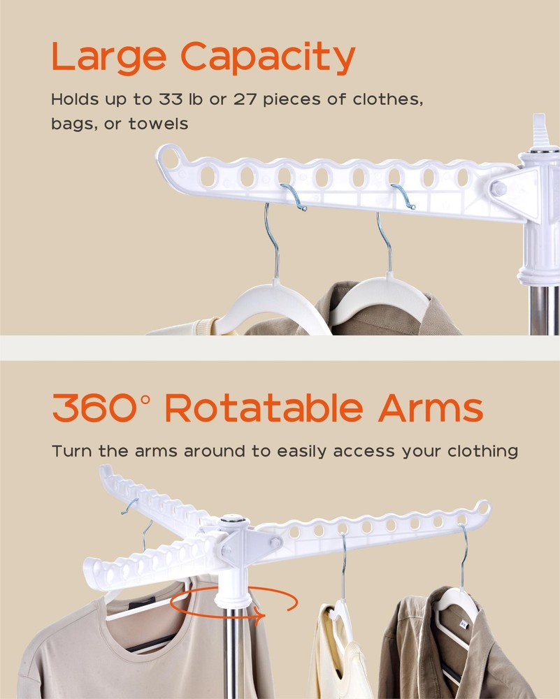 Clothes Drying Rack Foldable, 59 inch Tripod Laundry Drying Rack Indoor with ...