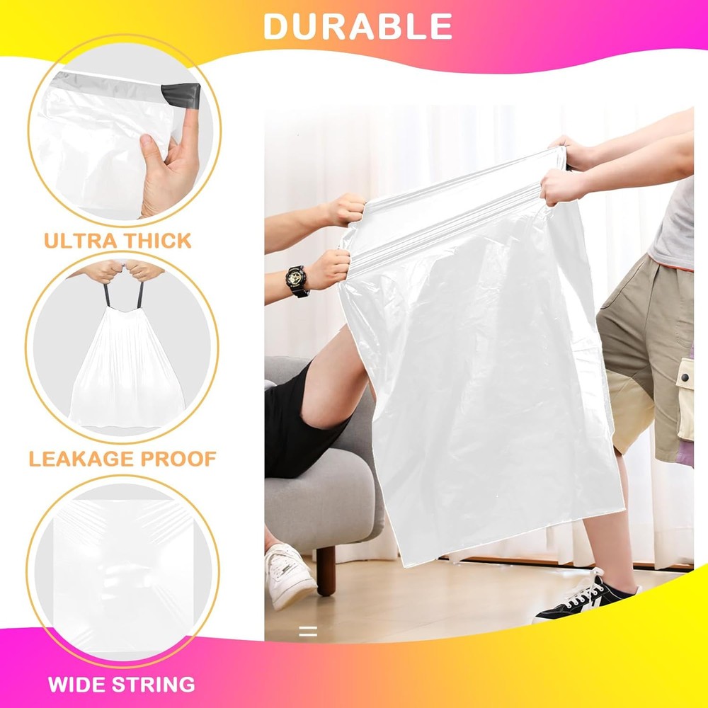 8 Gallon Drawstring Trash Bags,20 Count White 20 Pcs,