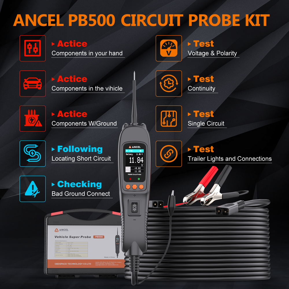 12 24V Car Digital Power Probe Circuit Electrical Tester Test Lead Device System