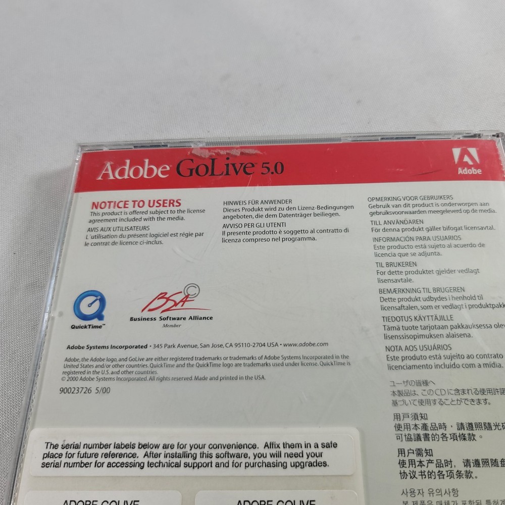 Adobe GoLive 5.0 Windows W/ Keys