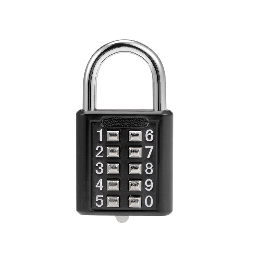 10-Digit Combination Padlock Push Button Locker Cabinet Lock Black
