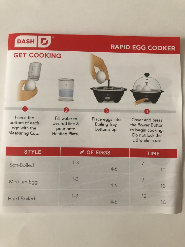 DASH Rapid Egg Cooker Automatic One Touch 6 Egg Boiled Poached Omelette NEW