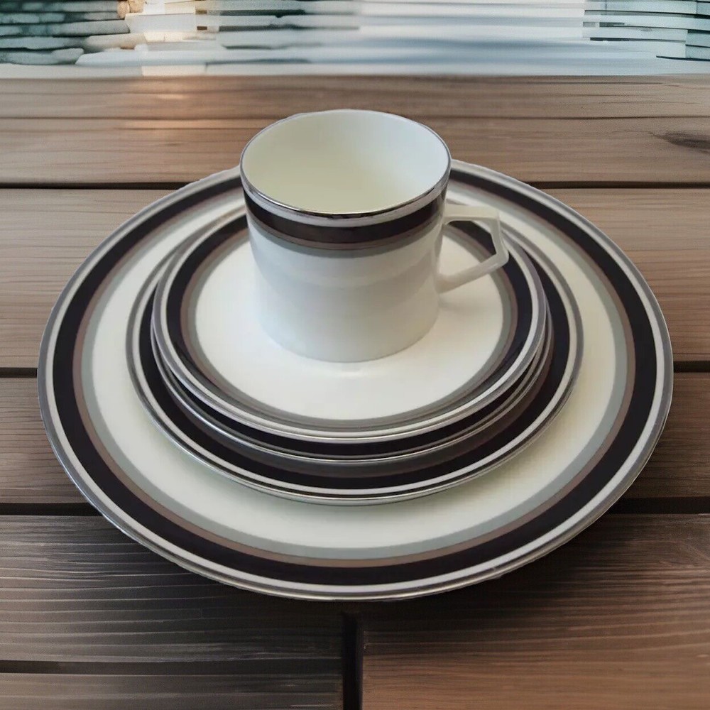 10 Pc Set Mikasa NOIR Bone China A4-102 EUC