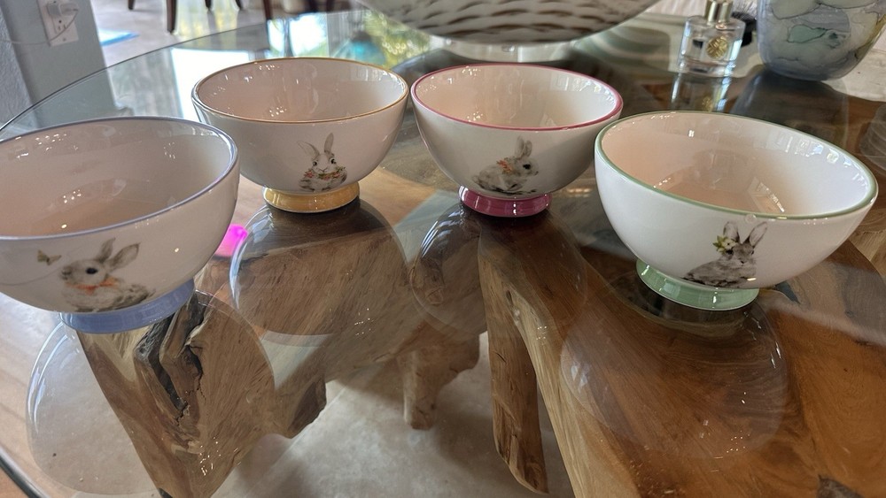 Pier 1 Butterfly 4 cups & 4 Bowls