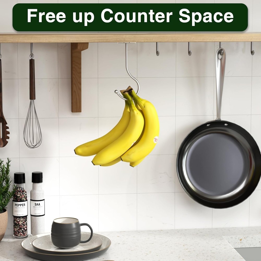 Modern Adhesive Banana Holder - Foldable Hook for Wall Mount Convenience