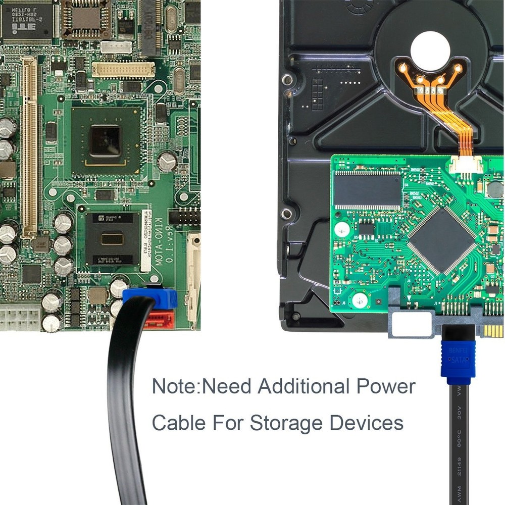 SATA III Data Cable Set - 18-Inch 6Gbps Connectivity with Secure Latching Design