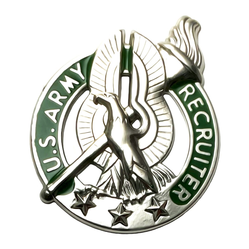 U.S. Army Recruiter Basic Silver BRITE Badge Regulation Full Size (each)