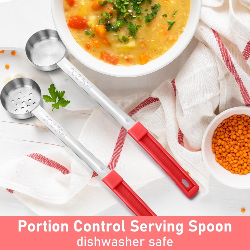 2 Pcs Portion Control Serving Spoons Restaurant Measuring Serving Ladle Utens...