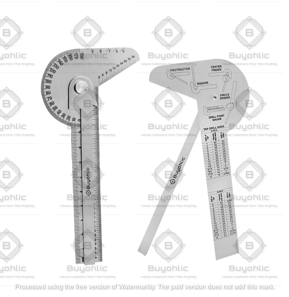 Multi Purpose Protractor Square Rule Centre Finder Drill Point Gauge Hand Tools