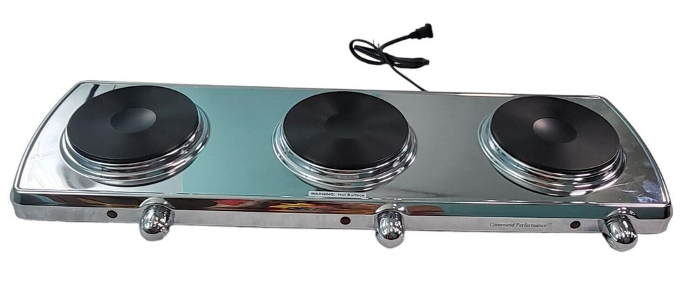 Cuisine Command Performance Triple Electric Burner MK-367 Working Silver