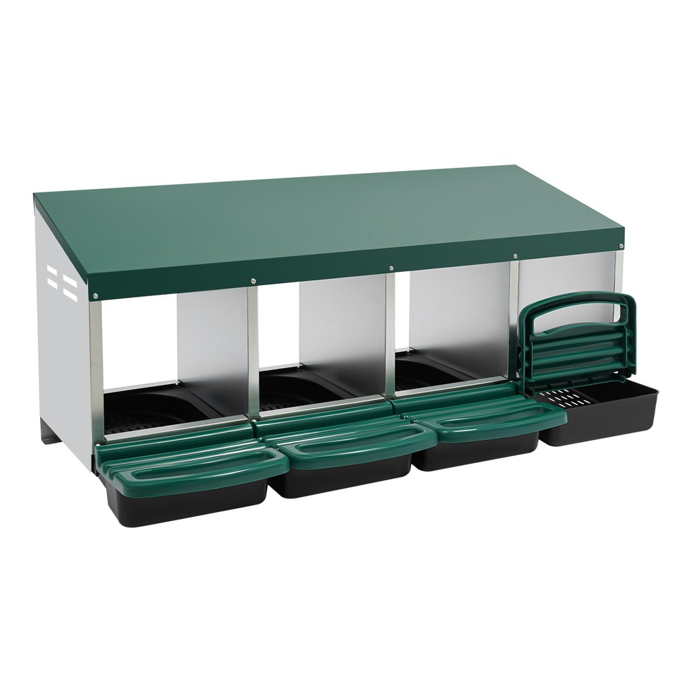4-grid Green Chicken Nesting Box Chicken Eggs Laying Box with Egg Storage PP