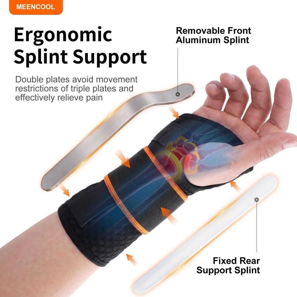 MEENCOOL Carpal Tunnel Wrist Brace Night Support, Medium, right black