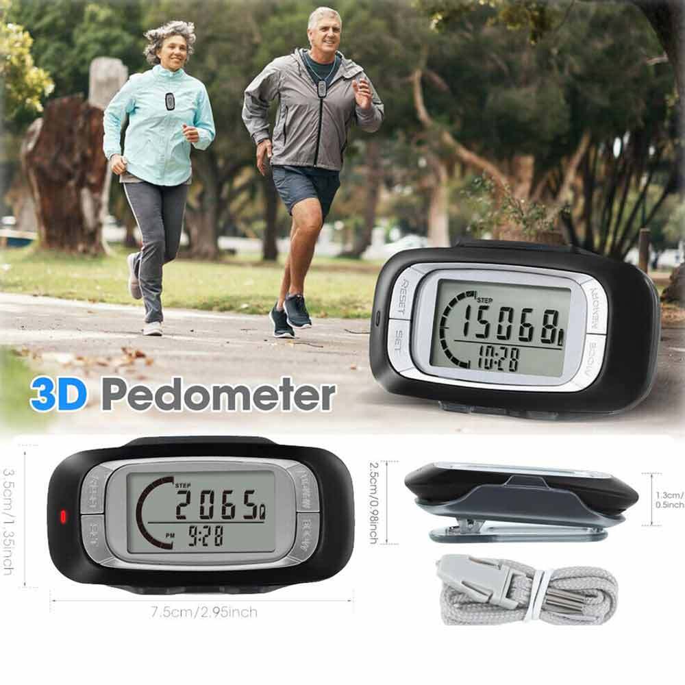 3D Sensor LCD Pedometer Step Walking Distance Calorie Counter Jogging Running