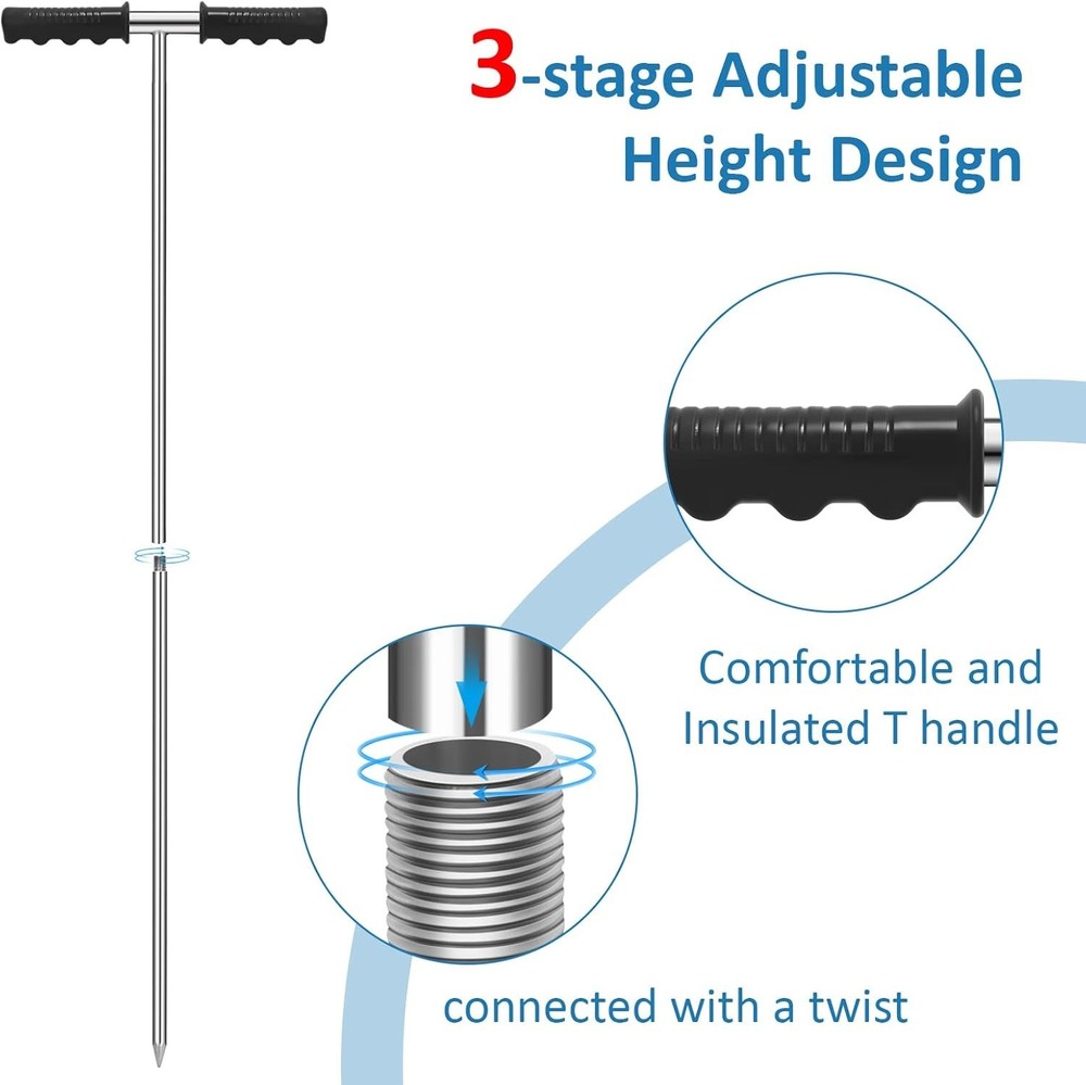 High-Quality 32-48 Inch Soil Probe Rod with Sharp Tip for Precise Depth Locating