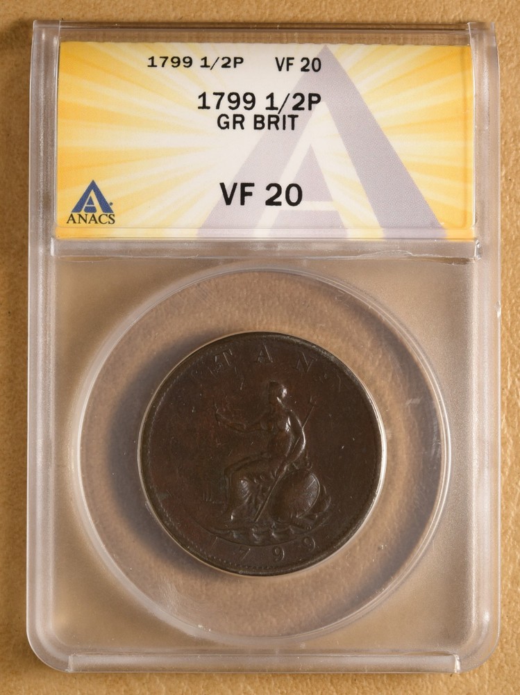 1799 Great Britain Half Penny ANACS VF20