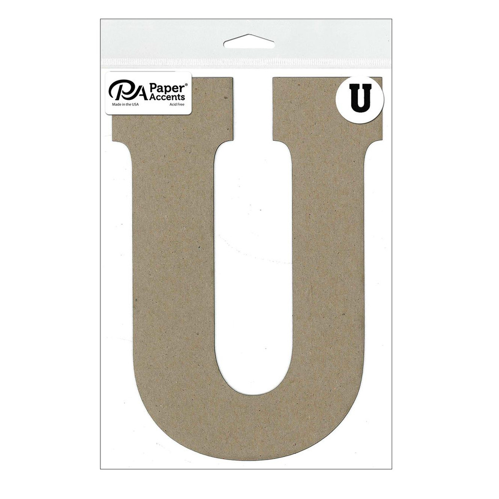 Chipboard Letter 8" U 1pc Natural