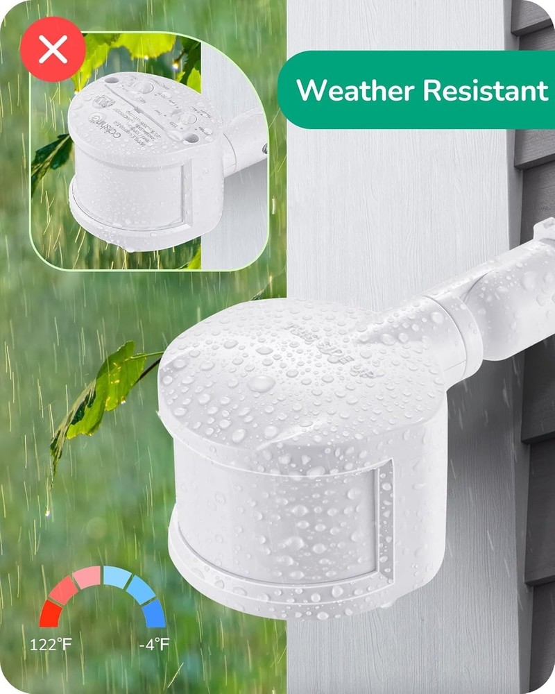 White Listed Motion Sensor for Floodlights with Adjustable Delay & Range