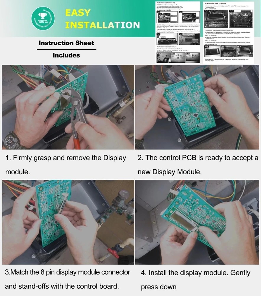 013640F LCD Display Pool Stat Kit for Raypak RP 2100 Pool Heater 185B 265B 335B