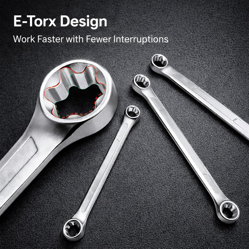 E Torx Wrench Set, Double Box End Torx Wrenches, E6-E24 (E6Xe8, E10Xe12, E14Xe18