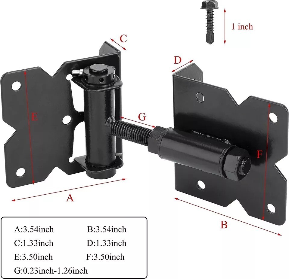 Self Closing Gate Hinges Adjustable Heavy Duty Hardware 90 Degree Gate Hinges
