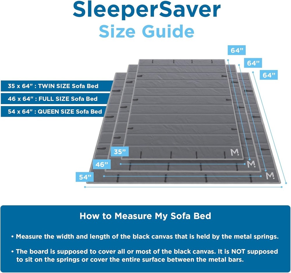 Permanently Installed Sleeper Sofa Support Board Queen Size Patent Pending