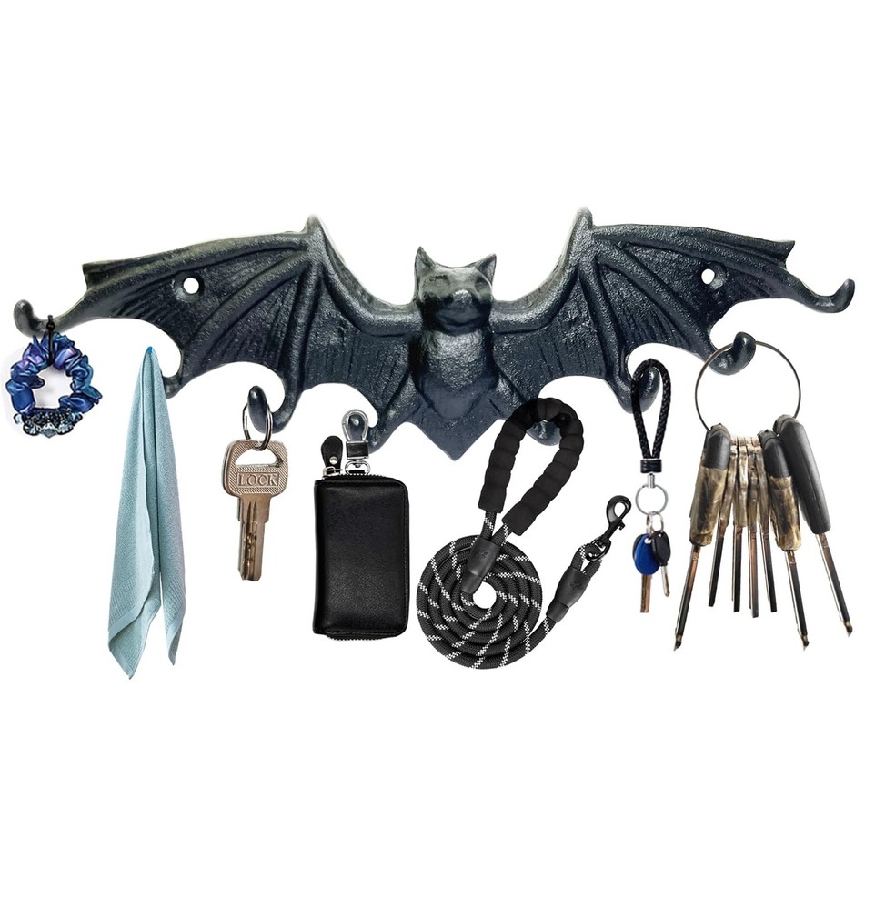 Bat Key Hooks Gothic Bat Key Rack Wall Mount Casting Iron Rustic Decorative H...