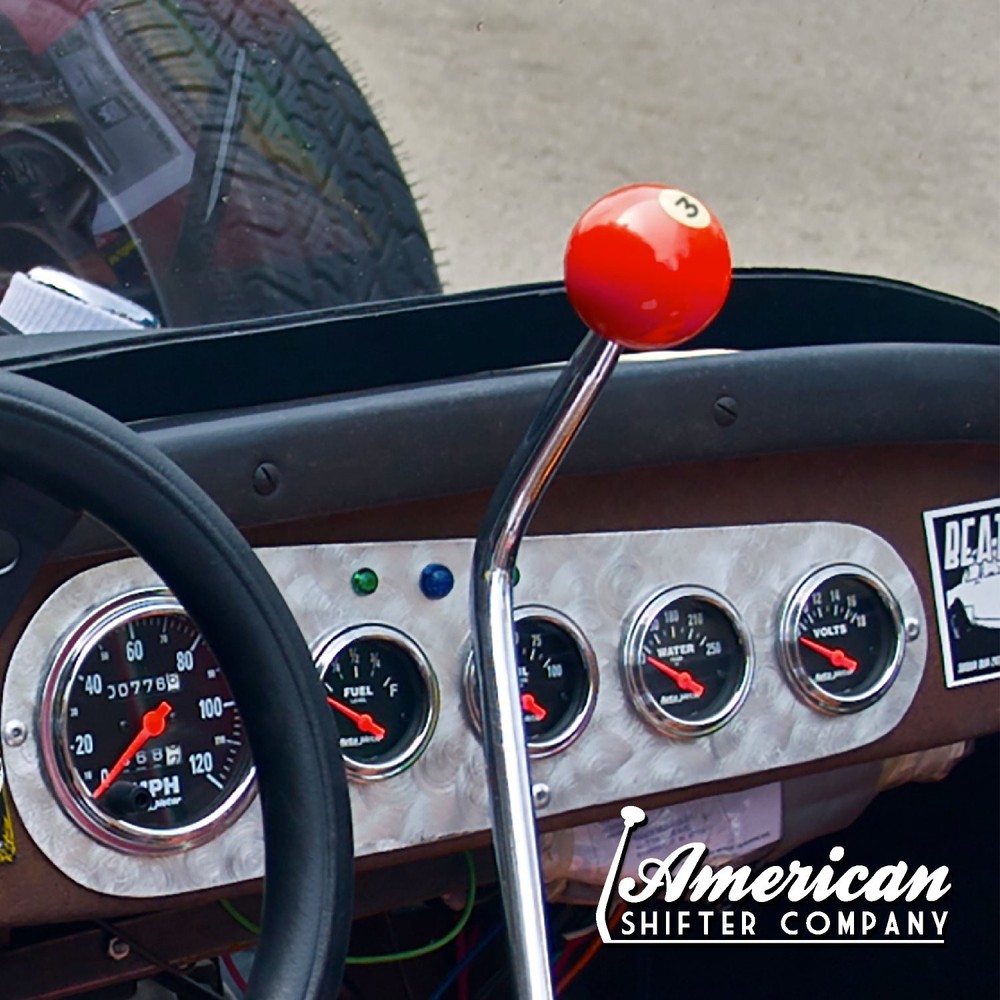 Red Number 3 Solid Billiard Pool Ball Custom Shift Knob - Steel 16mm Insert -Car