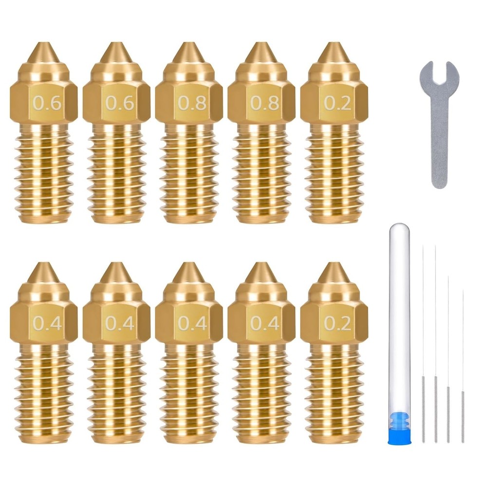 12-Piece Brass 3D Printer Nozzle Set