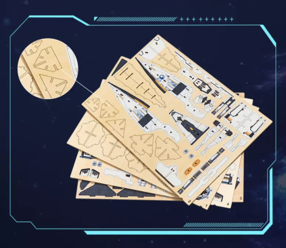 Assembling The Three Body Problem Warship Peripheral-Blue Spacec-Wooden 3D Model