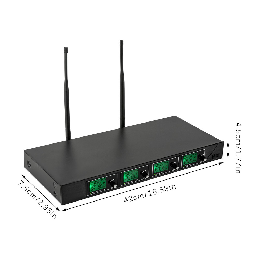 6-8 H Rectangular Cordless Wireless Microphone System 4 Channels for Conference